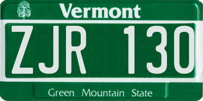 VT license plate ZJR130
