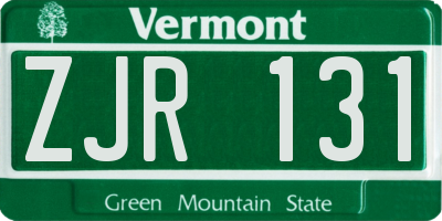 VT license plate ZJR131