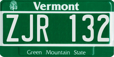 VT license plate ZJR132