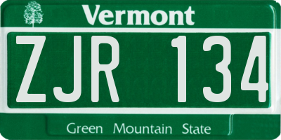 VT license plate ZJR134
