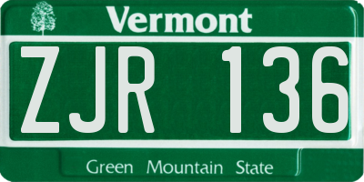 VT license plate ZJR136