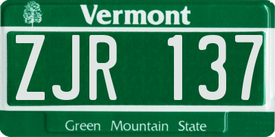 VT license plate ZJR137