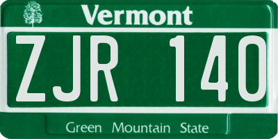 VT license plate ZJR140