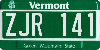 VT license plate ZJR141