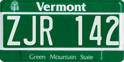 VT license plate ZJR142