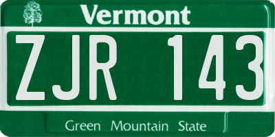 VT license plate ZJR143