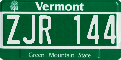 VT license plate ZJR144