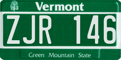 VT license plate ZJR146