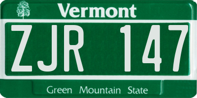 VT license plate ZJR147