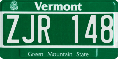VT license plate ZJR148