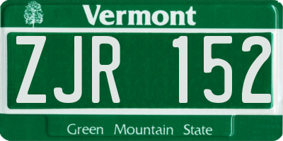 VT license plate ZJR152