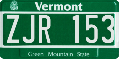 VT license plate ZJR153