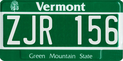VT license plate ZJR156