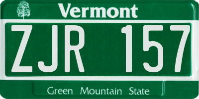 VT license plate ZJR157
