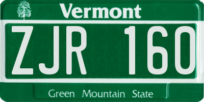 VT license plate ZJR160
