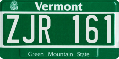 VT license plate ZJR161
