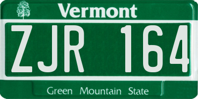 VT license plate ZJR164