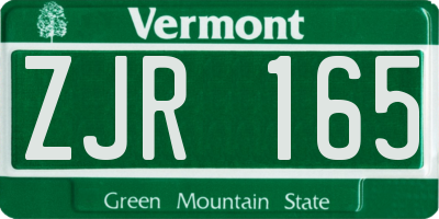 VT license plate ZJR165