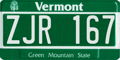 VT license plate ZJR167