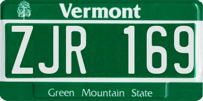 VT license plate ZJR169