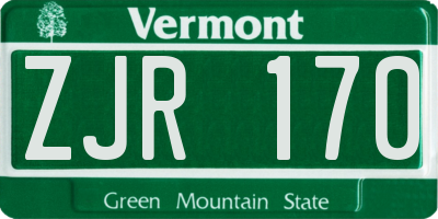 VT license plate ZJR170
