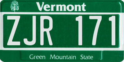 VT license plate ZJR171