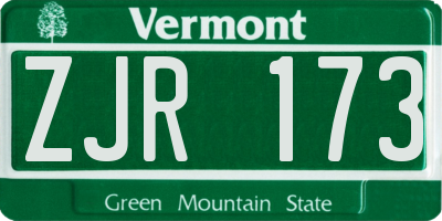 VT license plate ZJR173