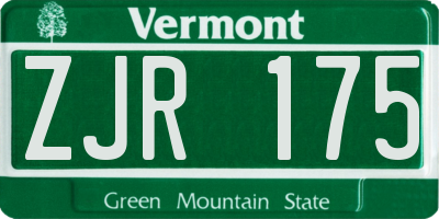 VT license plate ZJR175
