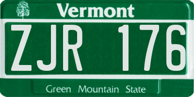 VT license plate ZJR176