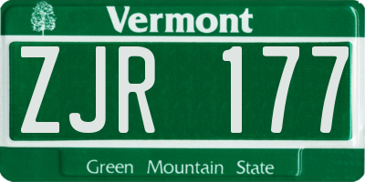 VT license plate ZJR177