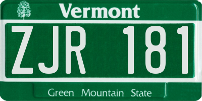 VT license plate ZJR181