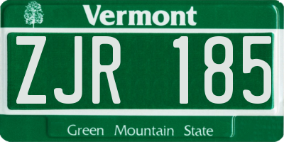 VT license plate ZJR185
