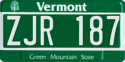 VT license plate ZJR187