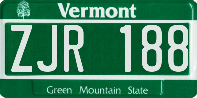 VT license plate ZJR188