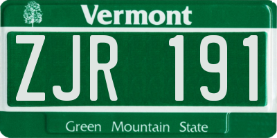 VT license plate ZJR191