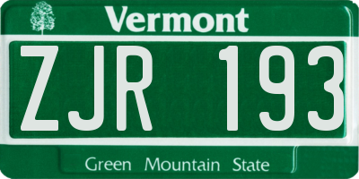 VT license plate ZJR193