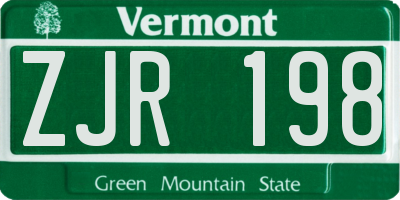 VT license plate ZJR198