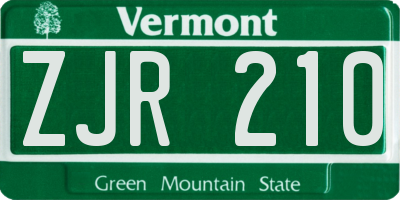 VT license plate ZJR210