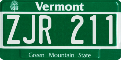 VT license plate ZJR211