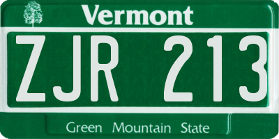 VT license plate ZJR213