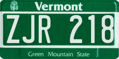 VT license plate ZJR218