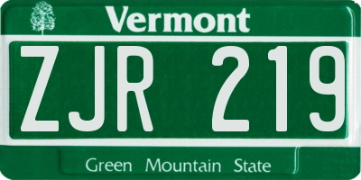VT license plate ZJR219