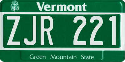 VT license plate ZJR221