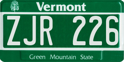 VT license plate ZJR226