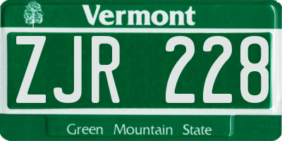 VT license plate ZJR228