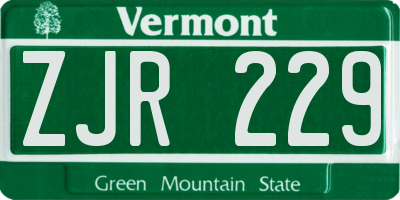 VT license plate ZJR229