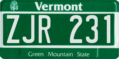 VT license plate ZJR231