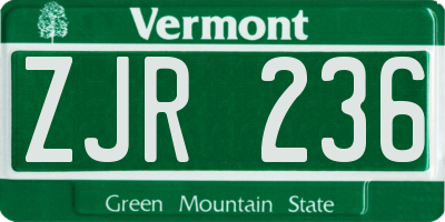 VT license plate ZJR236