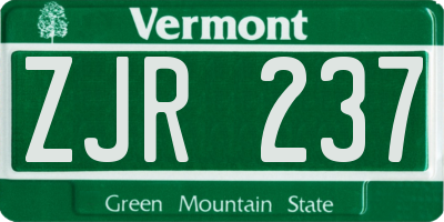 VT license plate ZJR237