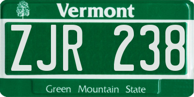 VT license plate ZJR238